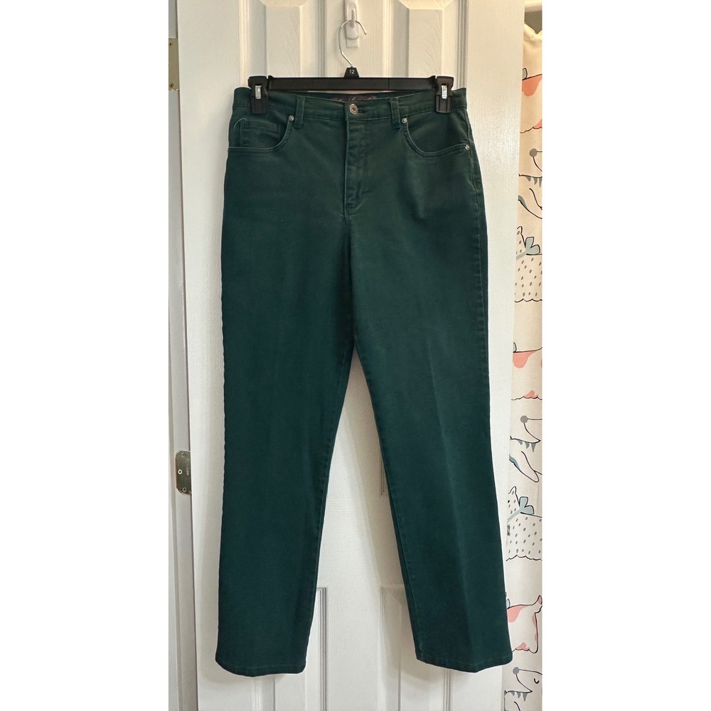Vanderbilt Women Hunter Green Straight Leg High Rise Stretch Pants Size 12